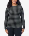 Cuddl Duds Plus Size Crewneck Long Sleeve Top In Multi