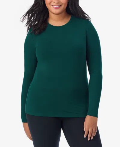 Cuddl Duds Plus Size Crewneck Long Sleeve Top In Multi
