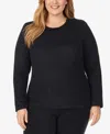Cuddl Duds Plus Size Fleecewear Crew Neck Top In Black