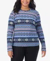 Cuddl Duds Plus Size Fleecewear Crew Neck Top In Brown