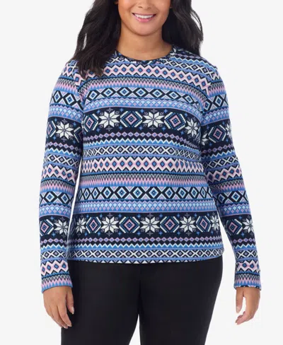 Cuddl Duds Plus Size Fleecewear Crew Neck Top In Brown