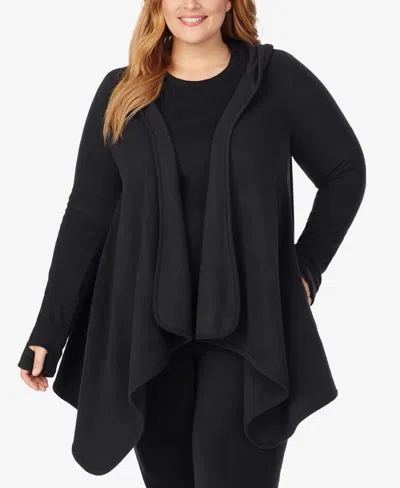 Cuddl Duds Plus Size Hooded Wrap In Black