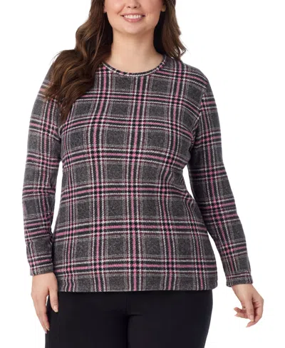 Cuddl Duds Plus Size Long-sleeve Fleecewear Stretch Top In Purple