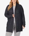 Cuddl Duds Plus Size Soft Knit Wrap In Black