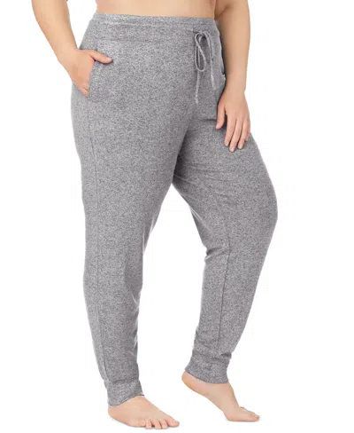 Cuddl Duds Plus Size Softknit Jogger Sweater-knit Drawcord Waistband Pants In Gray Heather