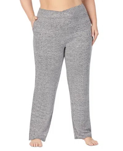Cuddl Duds Plus Size Softknit Sweater-knit Lounge Pants In Gray
