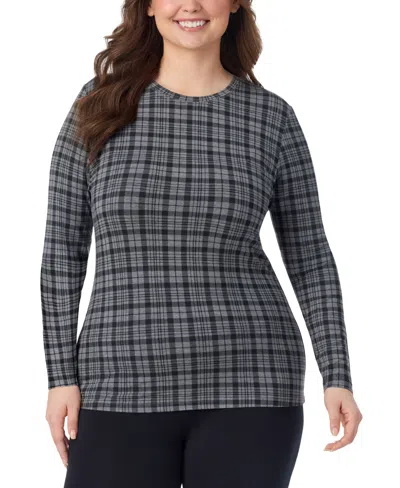 Cuddl Duds Plus Size Softwear Stretch Long-sleeve Crewneck Top In Multi