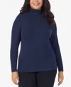 Cuddl Duds Plus Size Softwear With Stretch Turtleneck In Blue