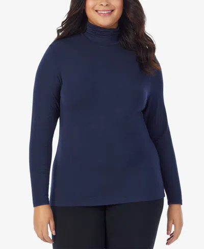 Cuddl Duds Plus Size Softwear With Stretch Turtleneck In Blue