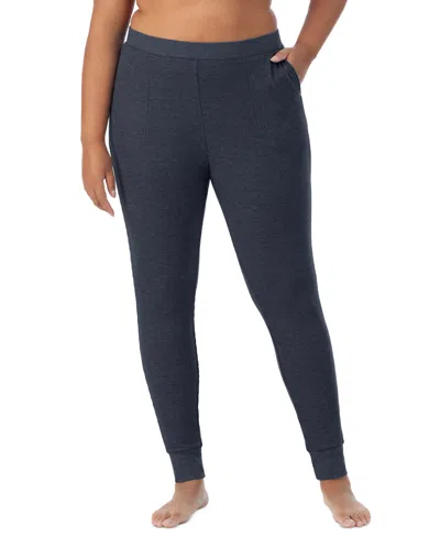 Cuddl Duds Plus Size Thermal Waffle-knit Leggings In Blue
