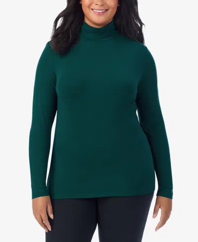 Cuddl Duds Plus Size Turtleneck Top In Green