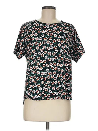 Pre-owned Cuddl Duds Short Sleeve Blouse In Black