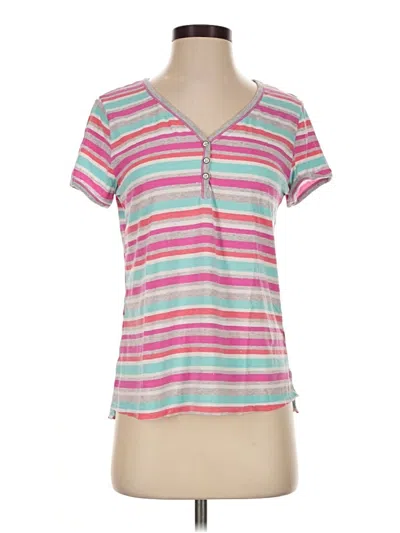 Pre-owned Cuddl Duds Short Sleeve Henley Shirt In Pink