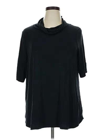 Pre-owned Cuddl Duds Short Sleeve Top Black Cowl Neck Tops