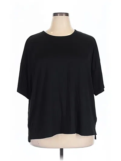 Pre-owned Cuddl Duds Short Sleeve Top Black Crew Neck Tops
