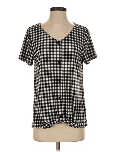Pre-owned Cuddl Duds Short Sleeve Top Black V-neck Tops
