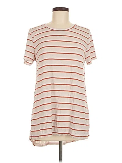 Pre-owned Cuddl Duds Short Sleeve Top Tan Crew Neck Tops