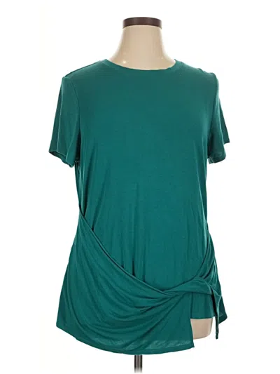 Pre-owned Cuddl Duds Short Sleeve Top Teal Cowl Neck Tops