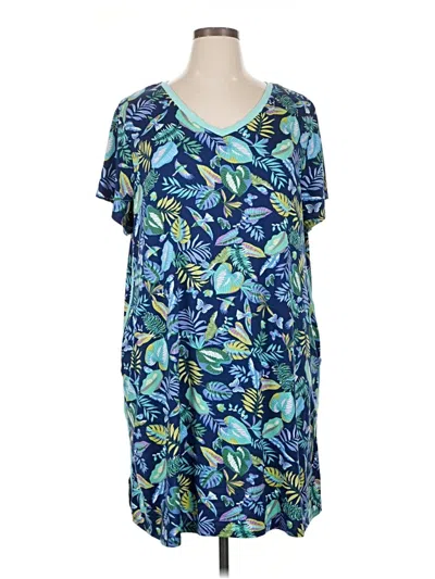 Pre-owned Cuddl Duds Short Sleeve T-shirt In Blue