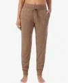 Cuddl Duds Petite Softknit Drawcord Joggers In Brown