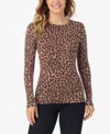 Cuddl Duds Softwear With Stretch Long-sleeve Layering Top In Animal Print