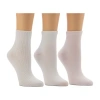 Cuddl Duds Vertical Texture Womens Multi-pack 3 Pair Quarter Ankle Socks In White