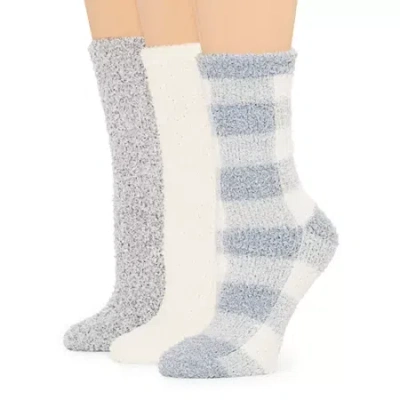 Cuddl Duds Whispersoft Womens 3 Pair Crew Socks In Gray