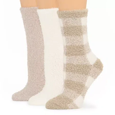 Cuddl Duds Whispersoft Womens 3 Pair Crew Socks In Gray