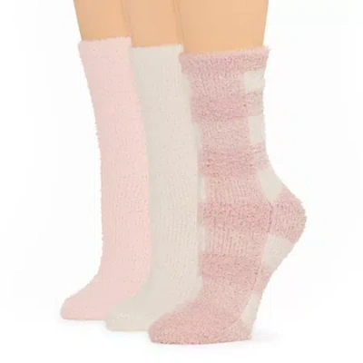 Cuddl Duds Whispersoft Womens 3 Pair Crew Socks In Pink