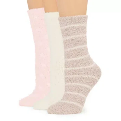 Cuddl Duds Whispersoft Womens 3 Pair Crew Socks In Pink