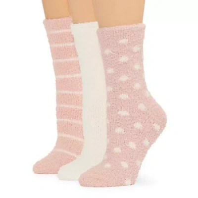 Cuddl Duds Whispersoft Womens 3 Pair Crew Socks In Pink