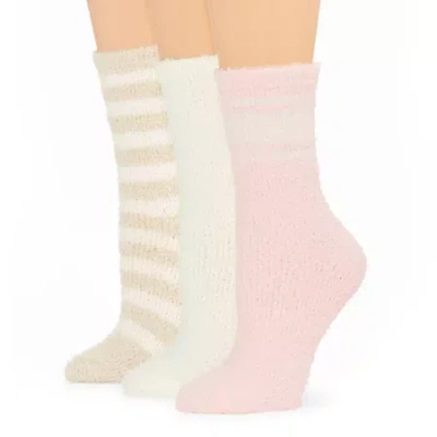 Cuddl Duds Whispersoft Womens 3 Pair Crew Socks In Pink