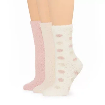 Cuddl Duds Whispersoft Womens 3 Pair Crew Socks In White