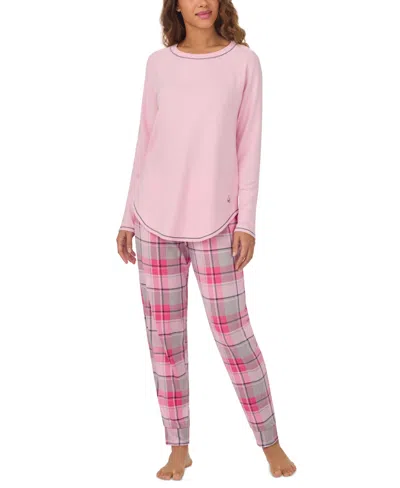 Cuddl Duds Women's 2-pc. Printed Jogger Pajamas Set In Pink Plaid