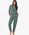 Cuddl Duds Women's 2-piece Stretch Fleece Long Sleeve Jogger Pajama Set In Green