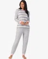 Cuddl Duds Women's 2-piece Stretch Fleece Long Sleeve Jogger Pajama Set In Gray