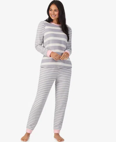 Cuddl Duds Women's 2-piece Stretch Fleece Long Sleeve Jogger Pajama Set In Gray