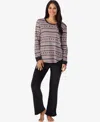 Cuddl Duds Women's 2-piece Stretch Velour Long Sleeve Flare Pajama Set In Multi