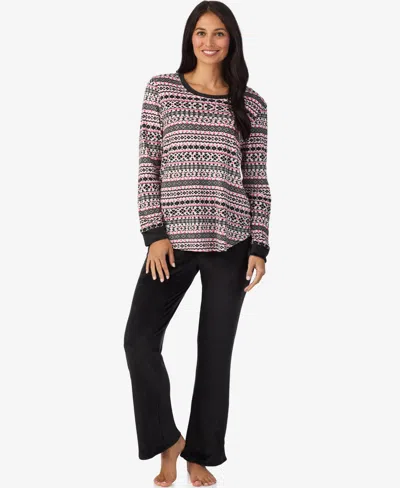 Cuddl Duds Women's 2-piece Stretch Velour Long Sleeve Flare Pajama Set In Multi