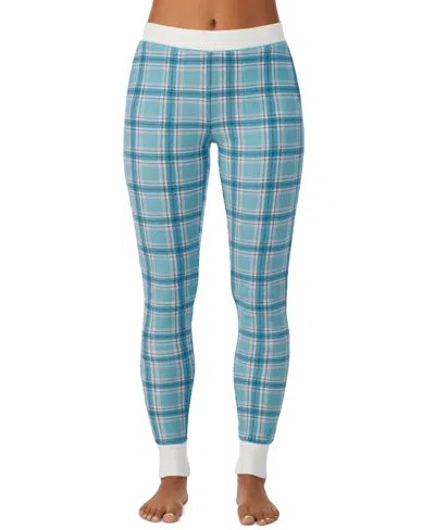 Cuddl Duds Women's Cozy Waffle-knit Thermal Stretch Leggings In Blue Plaid