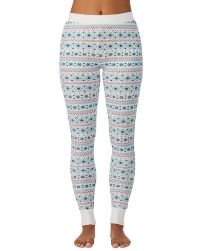 Cuddl Duds Women's Cozy Waffle-knit Thermal Stretch Leggings In Ivory