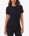 Cuddl Duds Women's Crewneck Short Sleeve T-shirt In Black