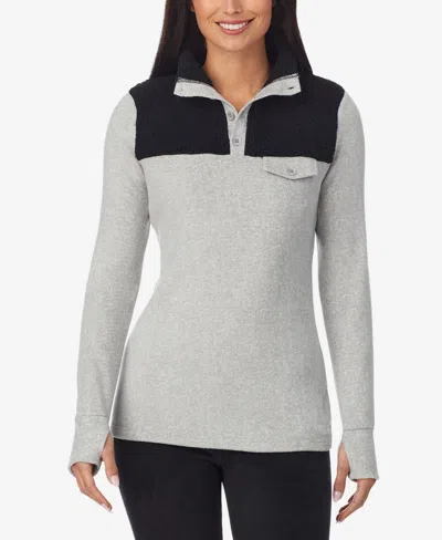 Cuddl Duds Women's Fleecewear Pull-on Top In Gray