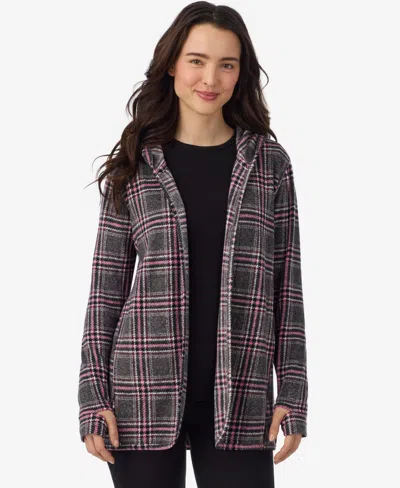 Cuddl Duds Women's Fleecewear With Stretch Long-sleeve Hooded Wrap In Multi