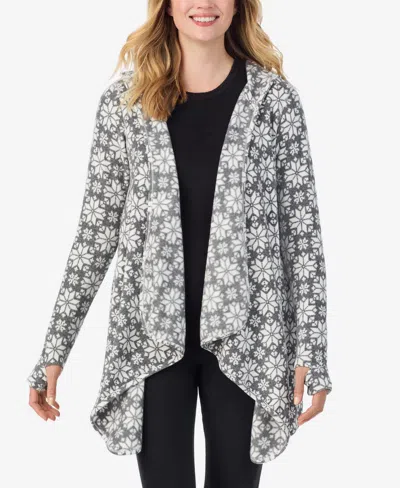 Cuddl Duds Women's Hooded Wrap Top In Black
