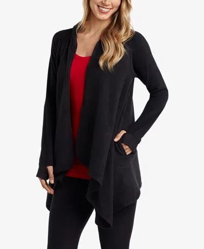 Cuddl Duds Women's Hooded Wrap Top In Black