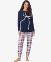 Cuddl Duds Women's Long Sleeve Crewneck Top And Jogger Pajama Set In Pink