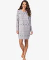 Cuddl Duds Women's Long Sleeve Scoop Neck Short Sleepshirt In Multi