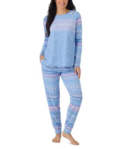 Cuddl Duds Women's Long Sleeve Scoop Neck Sweater Knit Top And Pants, 2-piece Set In Blue