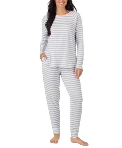 Cuddl Duds Women's Long Sleeve Scoop Neck Sweater Knit Top And Pants, 2-piece Set In Gray